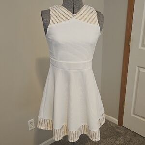 Zunie White And Gold Party Dress